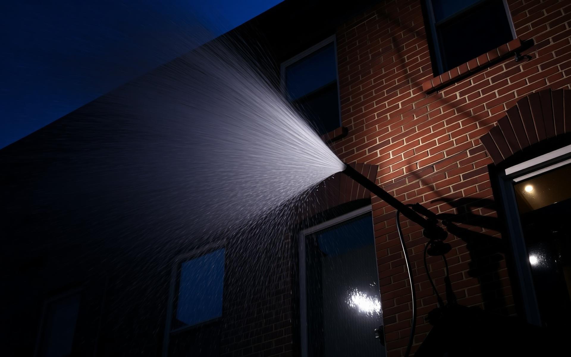 Professional pressure washing a D.C. rowhouse